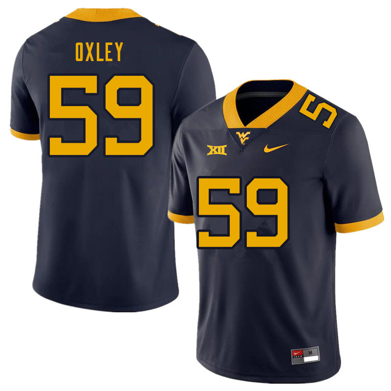 NCAA Men's Jackson Oxley West Virginia Mountaineers Navy #59 Nike Stitched Football College Authentic Jersey UA23G56VX